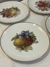 ROSENTHAL 6 TELLER PORZELLAN OBST MOTIV VERSCHIEDENES OBST + GOLDRAND – Ø CM 19