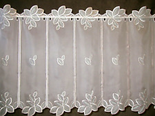 Edle Scheibengardine Wohnzimmer Bestickt Blätter Nach Maß 1 Teil 16 cm zart blau