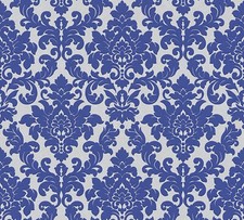 Vliestapete Barocktapete Ornament Damast silber blau (3,19 EUR/m²)