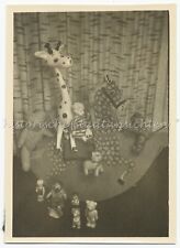 Schaukelpferd Puppen Teddybär Giraffe zum Aufblasen - Altes Foto 1960er