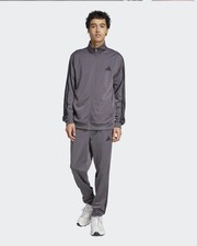  Voller TrainingsAnzug HERREN Adidas Basic 3-Stripes Tricot Grau mit Taschen 
