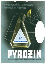 Pyrozin Böhlen Feuerzeug Benzin Benzinwerk schönes DDR- Plakat Benzinfeuerzeug