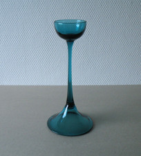 türkisblau Glas Kerzenhalter - Cari Zalloni / WMF - H 22,5 cm - 60er / 70er Jh.