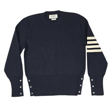 Thom Browne Herren Marineblau 4 Bar Wolle Pullover Größe 1 Neu ohne Etikett
