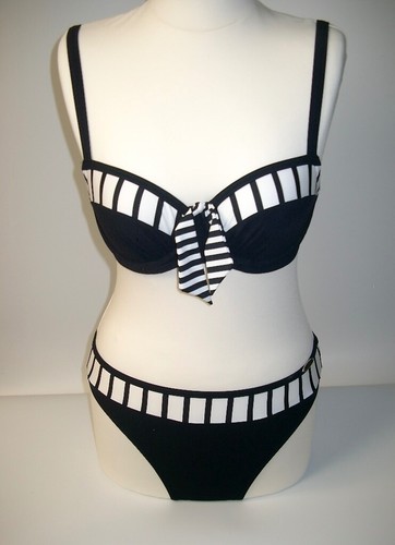 Bikini schwarz weiß mit - bikini, schwarz-weiß