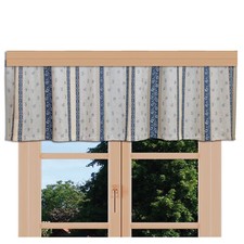 Landhaus-Querbehang Carlotta blau-beige gestreift Gardine mit Reihband 40cm hoch