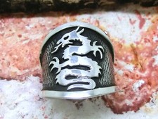 Drache 925 Silber Ring breit