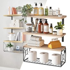 Schwimmende Wandregal mit Drahtkorb für Wand,Schweberegale Wandregal,Wand Dekor,