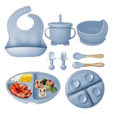 8.tlg Silikon Baby Geschirrset Kindergeschirr Kinder Teller w/Saugnapf BPA Frei