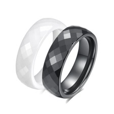 Keramik Ring Raute Facettiert 6 mm Breit Damen Herren Partnerring