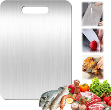 Titan Schneidebrett Edelstahl 34 X 23 Cm, Titanium Cutting Board, Doppelseitiges