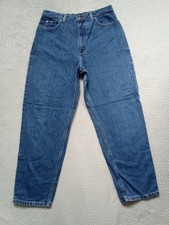 Lands End Damen Jeans Größe 12 High Rise Mom Tapered Leg Vintage Blau Baumwolle 