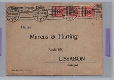 Infla Brief Hamburg nach Lissabon Portugal + 3er Streifen 1923