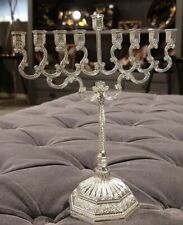 Chanukka Menora jüdische Lampe Kandelaber silberfarben, Judaica Kunst...