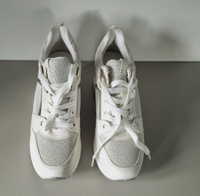 Sneaker Turnschuhe Damen 38 weiß Stoff Lederimitat Mix neu ungetragen bequem