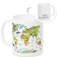 Tasse mit Namen Weltkarte