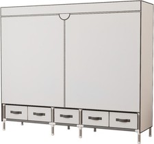 INOSIGN Stoff Kleider Schrank Garderobe STOCKHOLM weiß mit Schubladen 185x172 cm