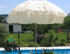 Bastschirm Hawaii Sonnenschirm mit Knicker Rund 200 cm natur NEU