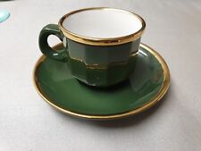 Walküre Porzellan Bayreuth Grün mit Goldrand 1 Tasse + Untertasse Mokkatasse