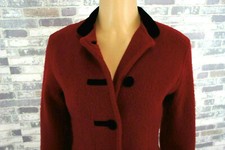 WILLI SMITH DAMEN REINE KOCH WOLLE WALK STRICKJACKE ROT SCHWARZ SAMT KNÖPFE S