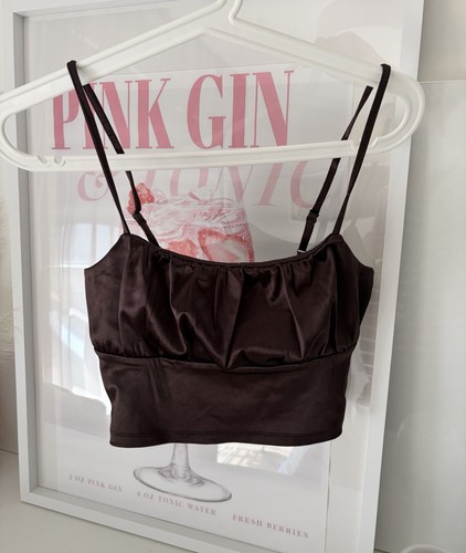 Top braun h m satin - gr., xs
