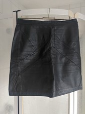 echt Leder Mini Rock Lederrock Patchwork-Look schwarz Gr. L