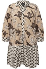 Ulla Popken große Größen Tunika 54+ beige Slinky Tunika Hemdkragen 3 4 Arm