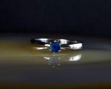 Ring Silber 925 Apatit blau 19,2 mm Solitär Vorsteckring - zierlich & attraktiv