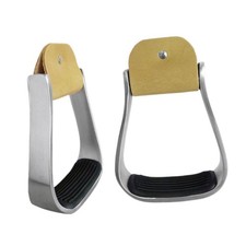 2x Western Steigbügel Retro Design stabil PU Leder umwickelt Anti Rutsch Pads Pferd