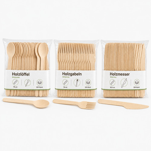 Holzbesteck 100 stück - holzbesteck,