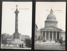 2x alte Postkarten Paris von 1910 „Place de la Bastille und Panthêon“