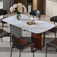 Esstisch Tisch Esszimmertisch Küchentisch gehärtetes Glas+marmor 160x85x75cm DE