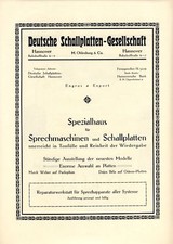 Schallplatten Sprechmaschine Ohlenburg Hannover 1924 (N)
