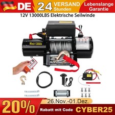 Elektrische Seilwinde 12V 13000LBS 5909KG Motorwinde Offroadwinde Stahlseil Funk