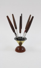 Solingen Obstmesser Frühstücksmesser Set mit Ständer Art Deco (451-35 I8)