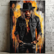 Leinwand Bild Mann mit Hut