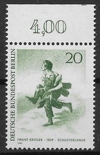 Berlin 1969 ** Mi 333 Berliner 20Pf Schusterjunge Schuhe vom Oberrand OR 04863D