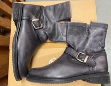 Italienische Damen Lederstiefel im Biker Stil grau Größe 39 