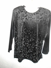 Damen Pullover Pulli Langarmshirt Samt Gr. M 40/42 Surprise schwarz gemustert