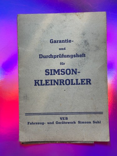 Altes garantieheft simson - altes,