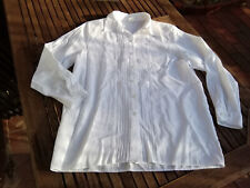 Marlene elegante 80er Vintage Bluse Hemd weiß Biesen Knöpfe bezogen Strass XL 44