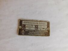 Stoye  Seitenwagen  originales Typenschild    AWO    EMW R 35   BK 350