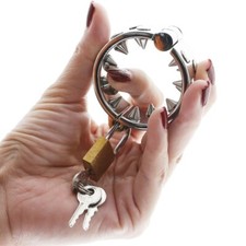 Männer Ball Stretcher Spikes Penisring Keuschheitskäfig 4/2 Reihen Lock Gerät
