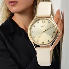 MC Damenuhr Echtleder Creme