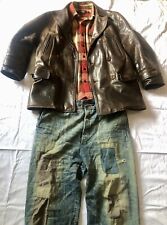 Double RL RRL Ralph Lauren Leder Jacke Pea Coat M Vintage Heritage Top Zustand