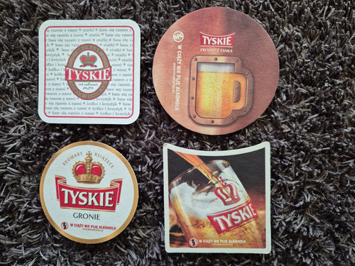 Tyskie bierdeckel 4 coaster - bierdeckel,