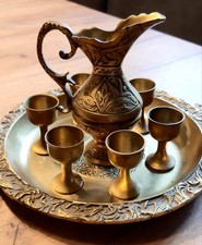 Vintage Messingset Kanne mit 6