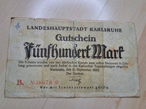 Notgeld 500 mark karlsruhe - notgeld,