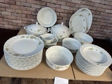 Eschenbach Bavaria Porzellan Teller Tafel Service  Grüne Ranke Vintage 12x Pers.