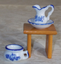 Lavabo Wasch-Geschirr & Nachttopf Porzellan MINIATUREN Krug Schüssel Puppenhaus